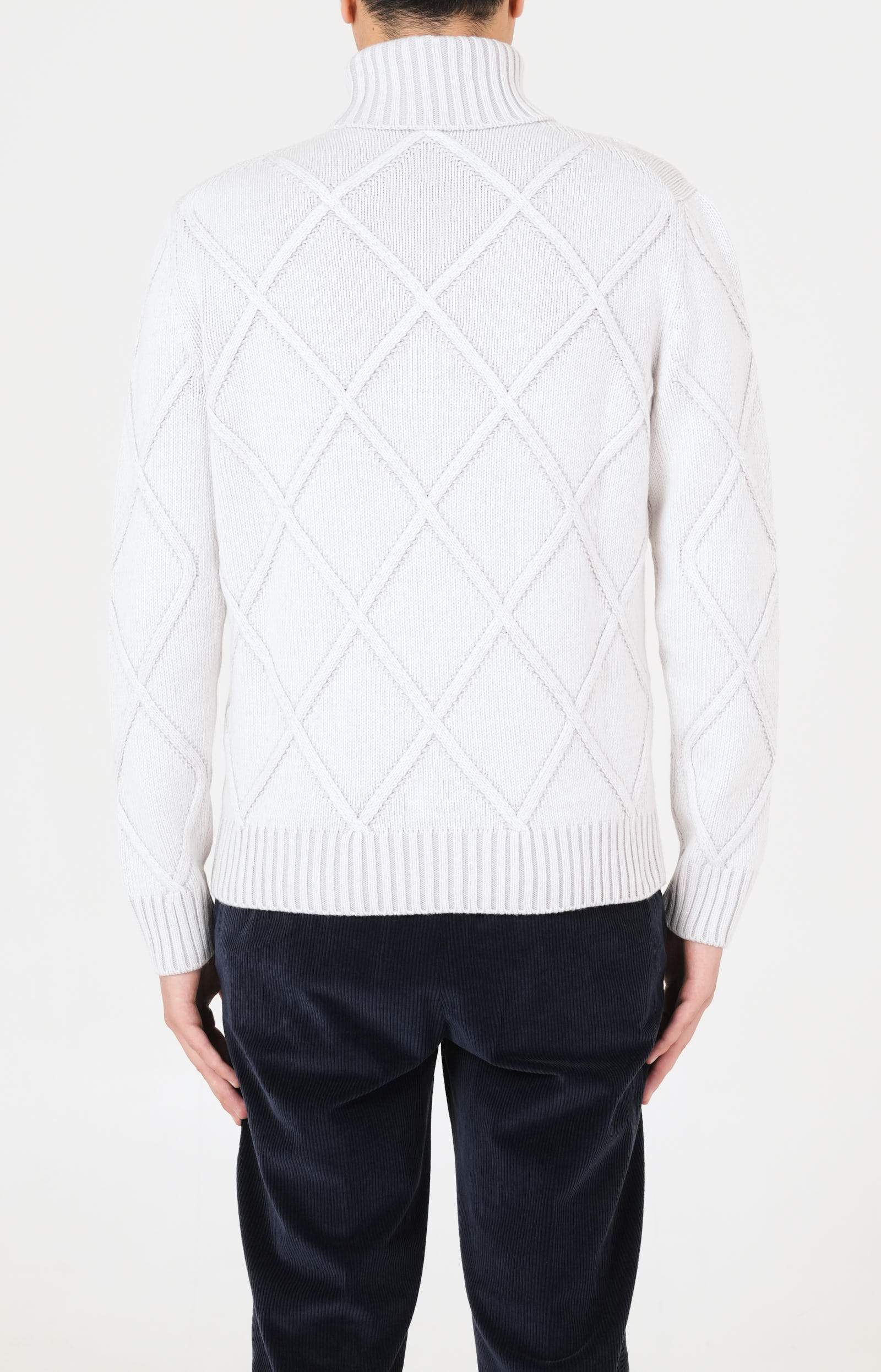 Dolcevita in lana e cashmere a rombi