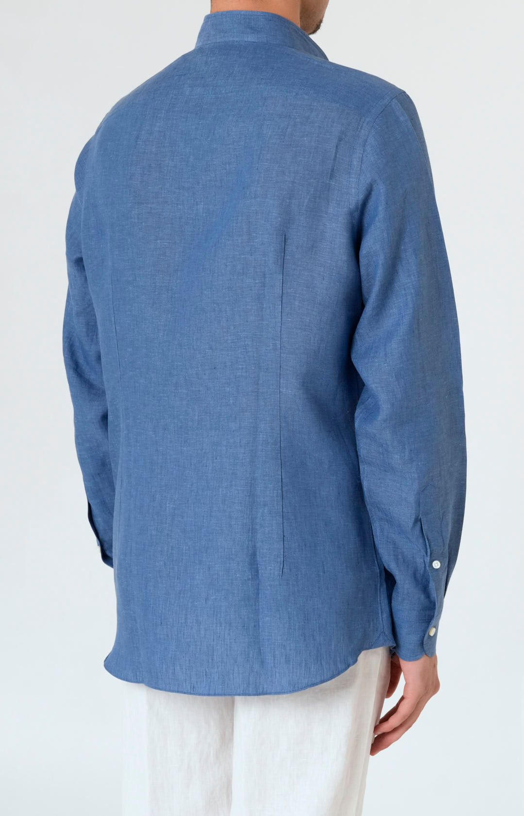 Pure linen shirt with tulip collar