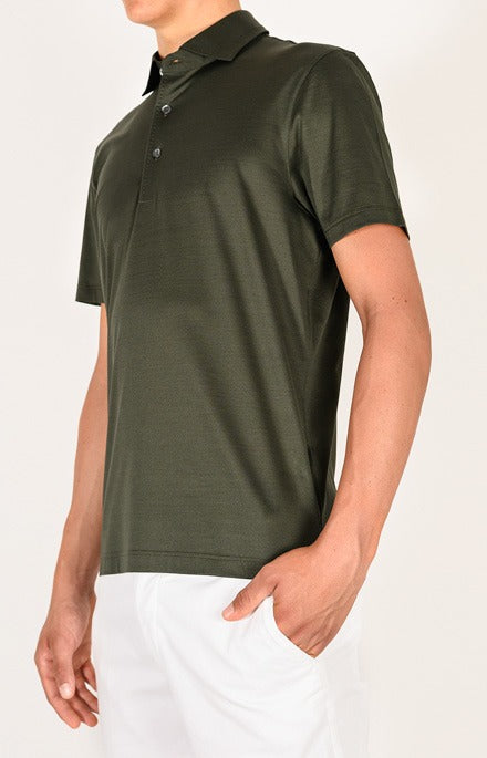 Short-sleeved polo shirt in ultra-light Scottish yarn