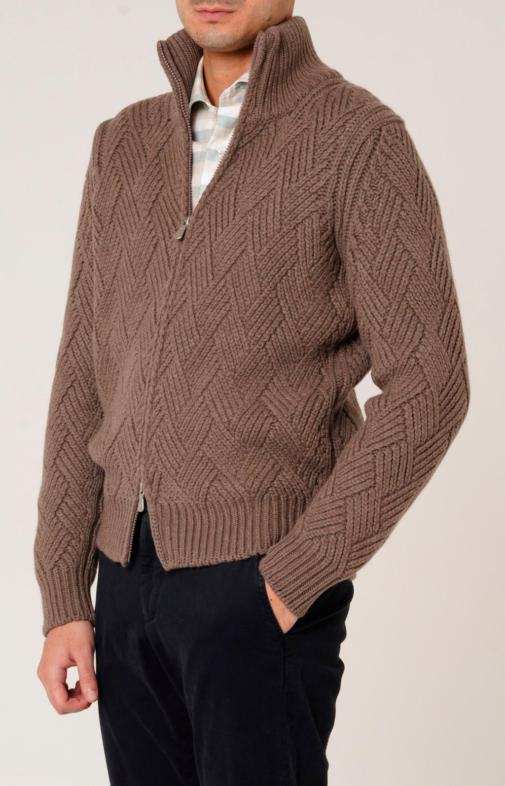 Bomber zip in lana e cashmere