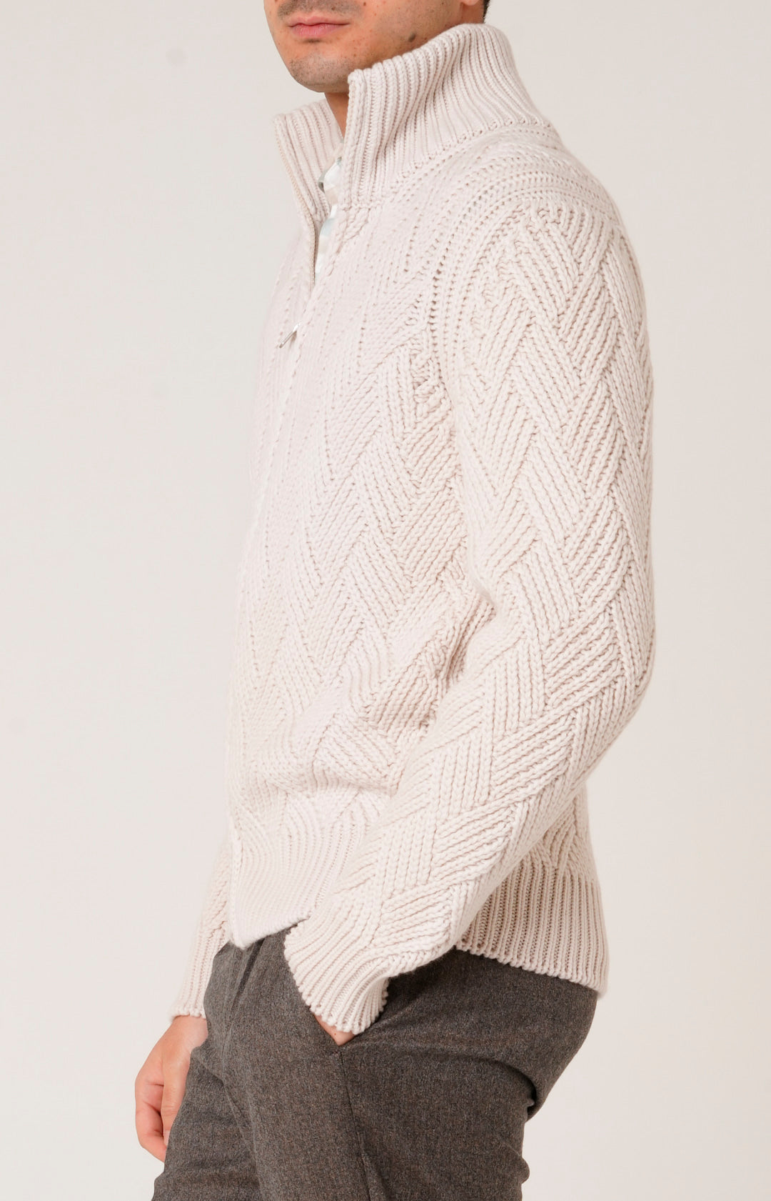 Bomber zip in lana e cashmere