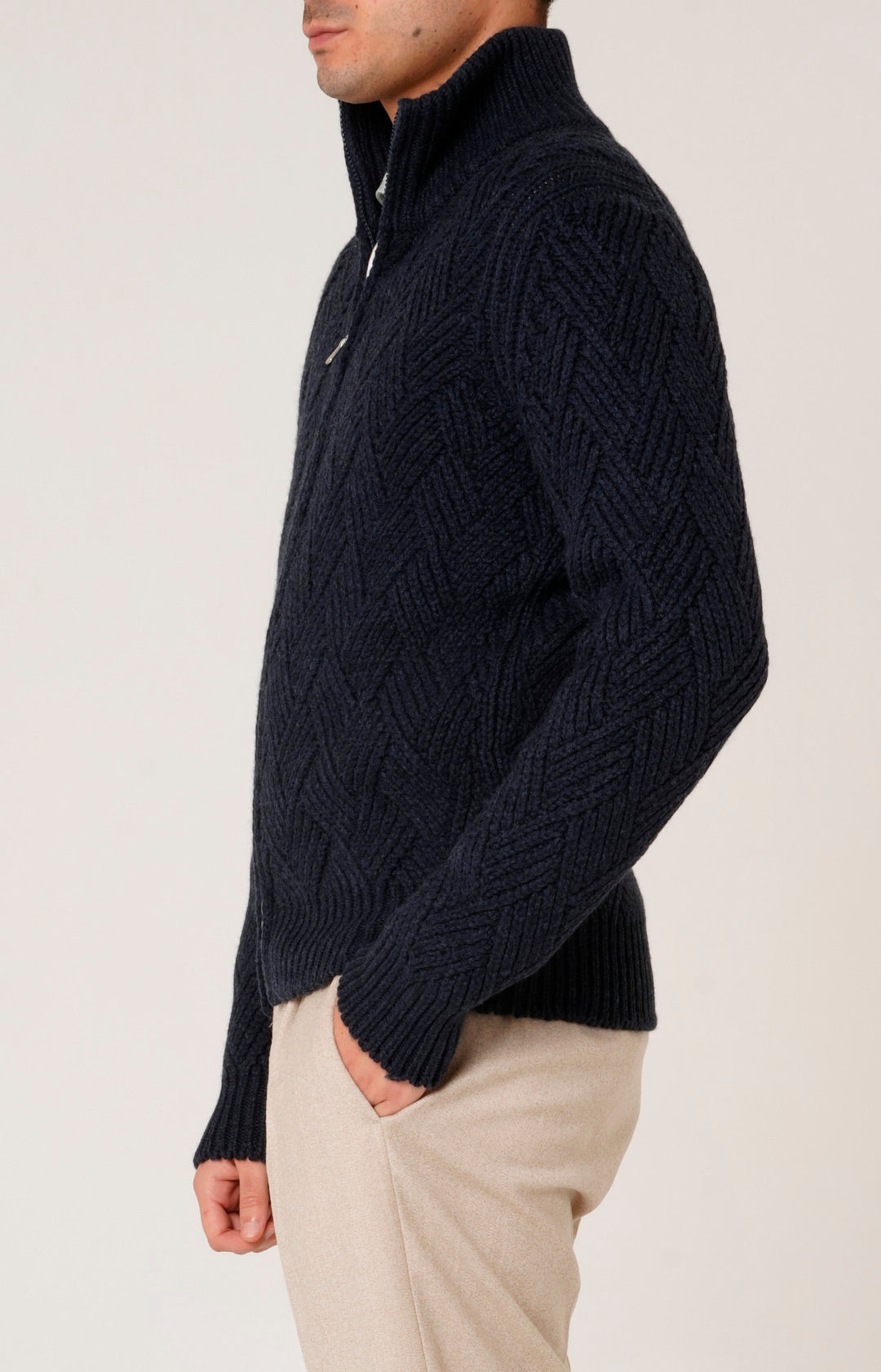 Bomber zip in lana e cashmere