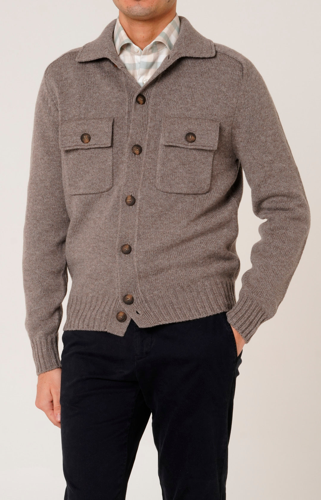 Cardigan overshirt in lana