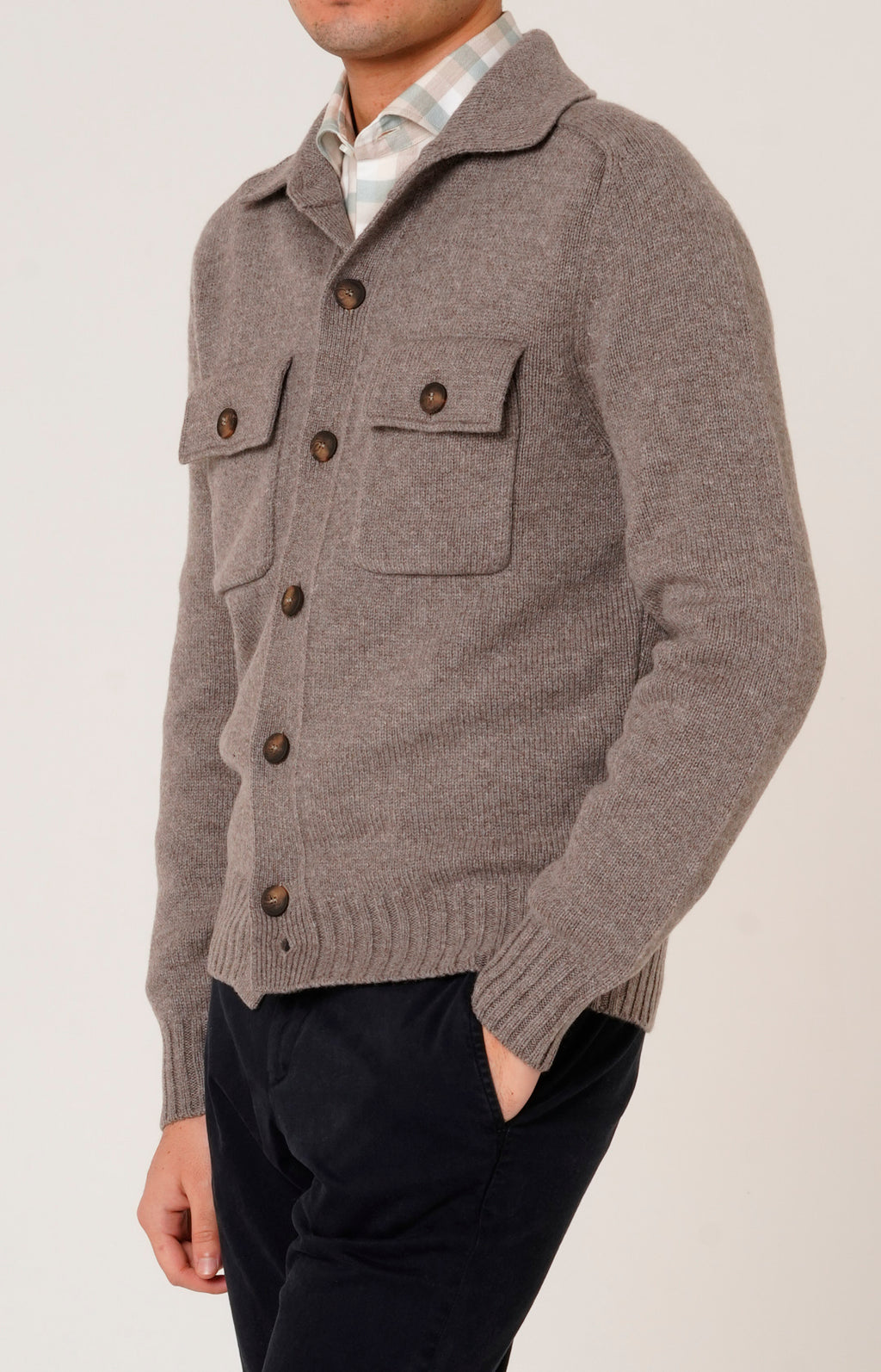 Cardigan overshirt in lana