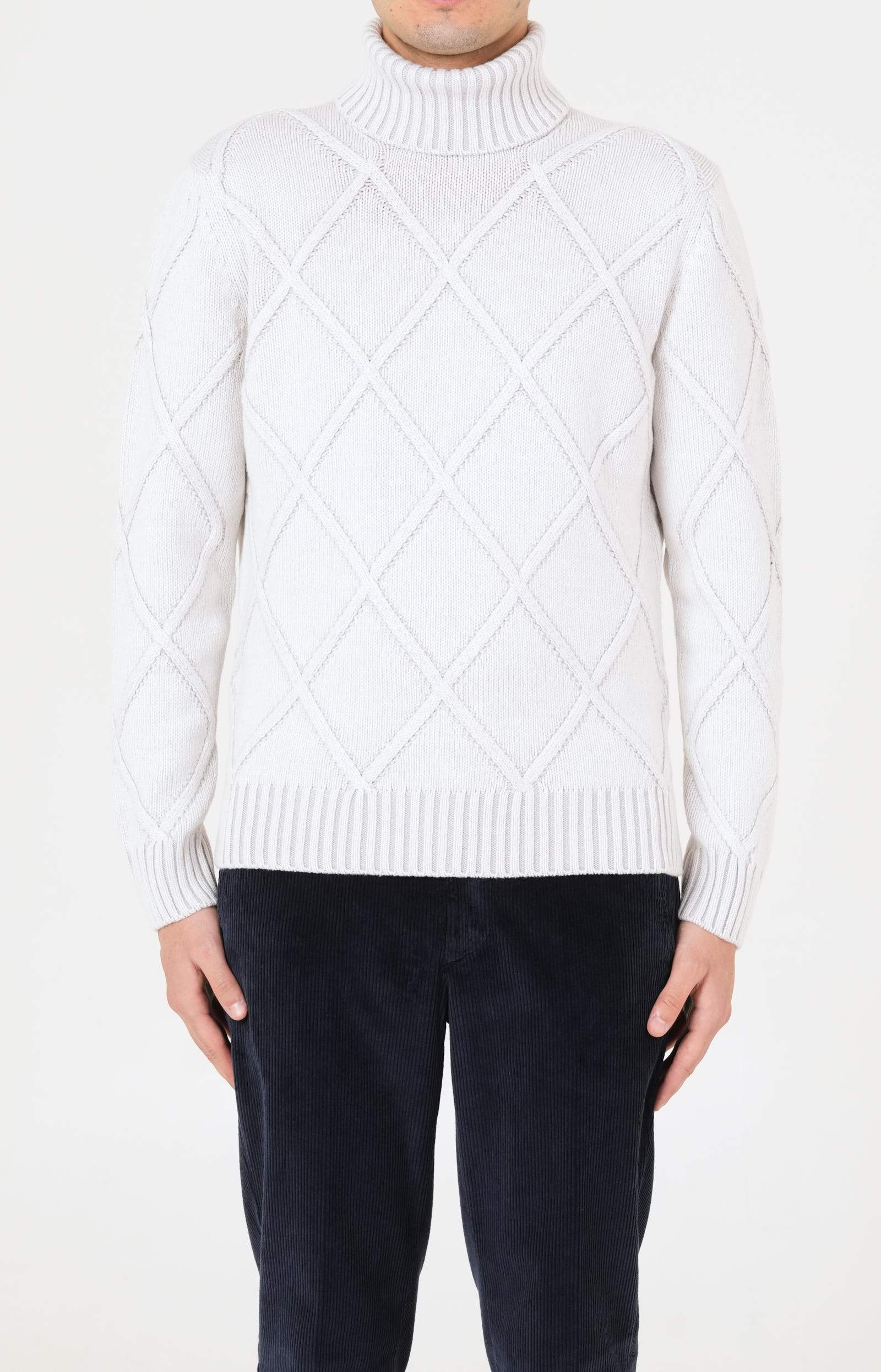 Diamond-patterned wool and cashmere turtleneck