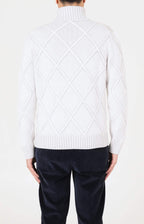 Diamond-patterned wool and cashmere turtleneck