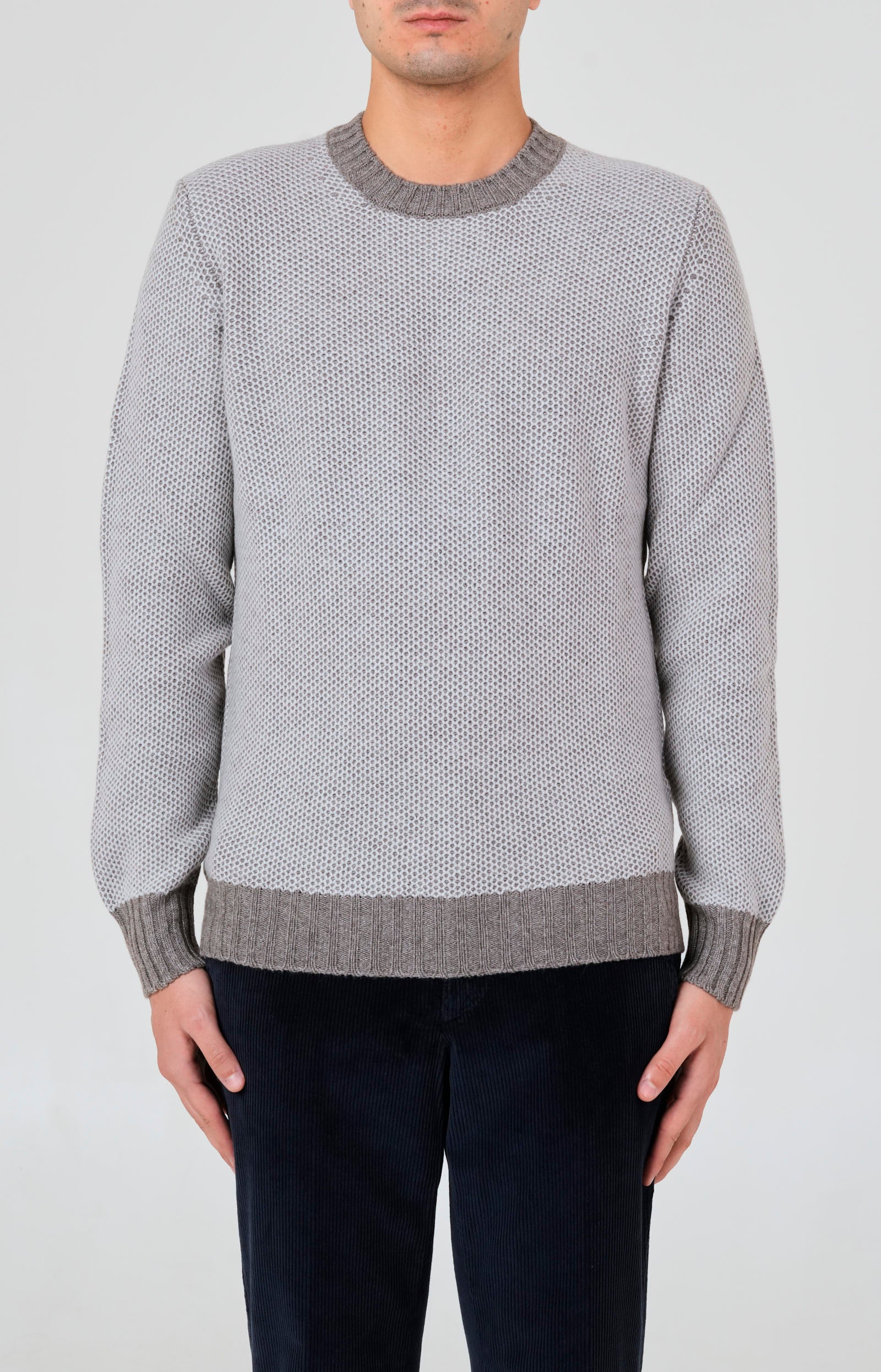 Honeycomb wool and cashmere crewneck