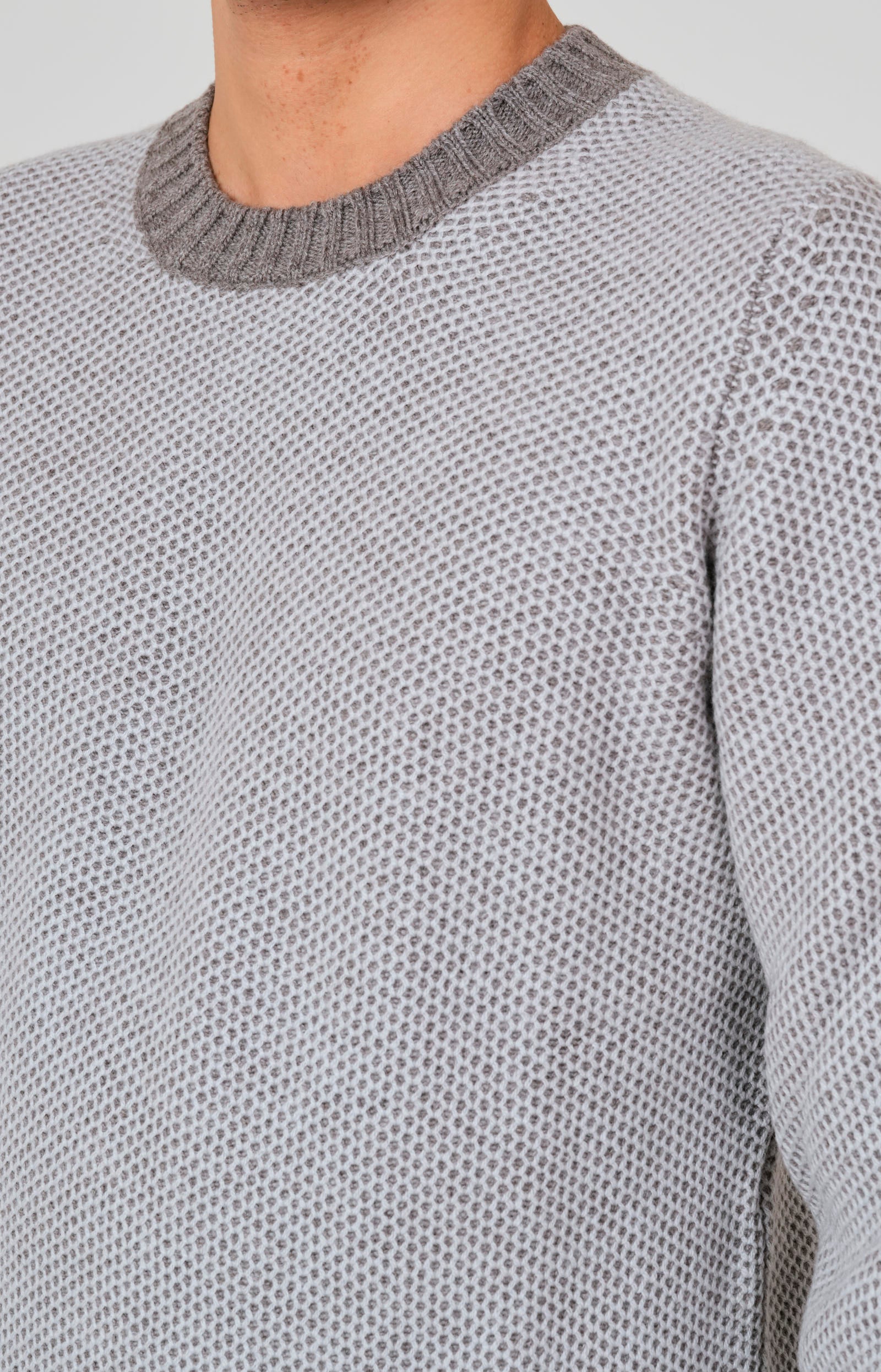 Honeycomb wool and cashmere crewneck