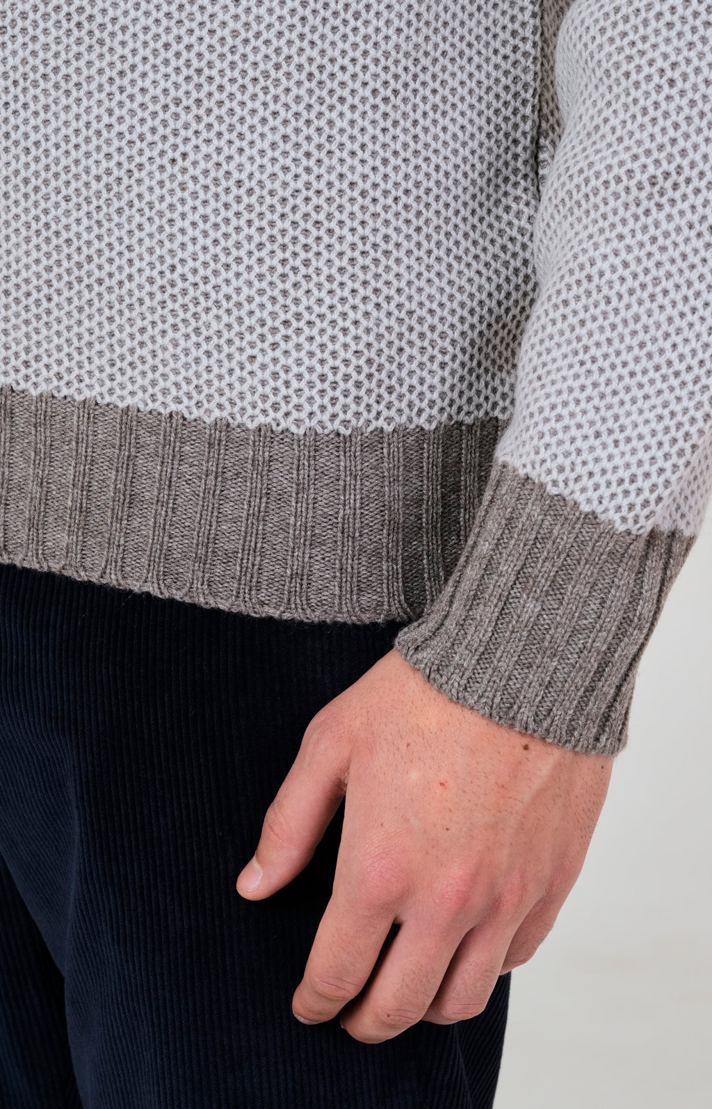 Honeycomb wool and cashmere crewneck