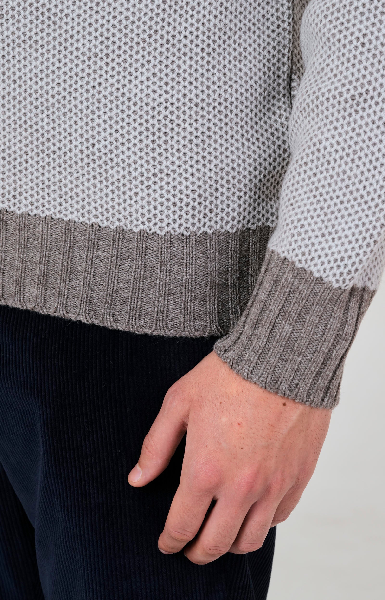 Honeycomb wool and cashmere crewneck