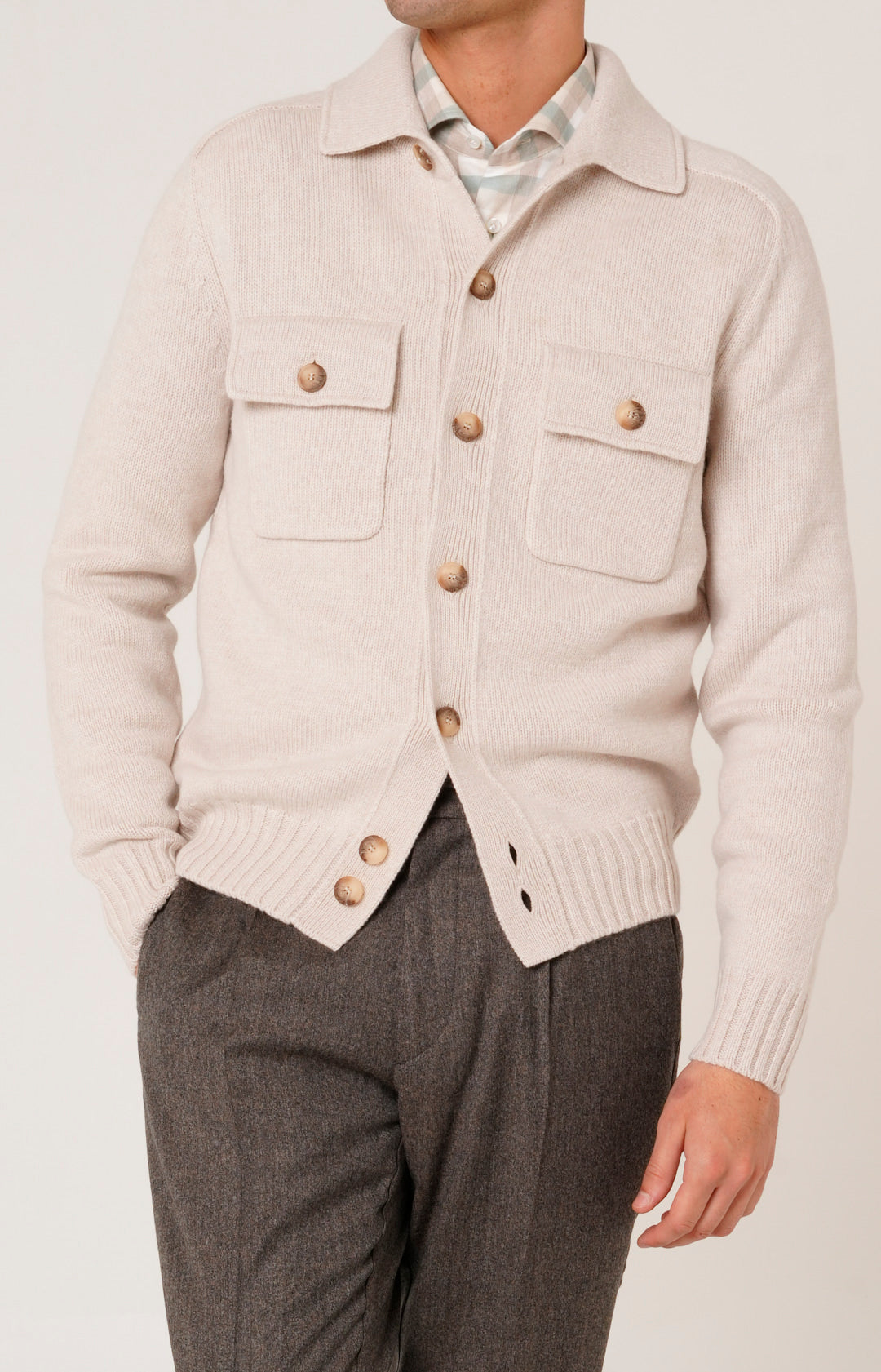 Cardigan overshirt in lana