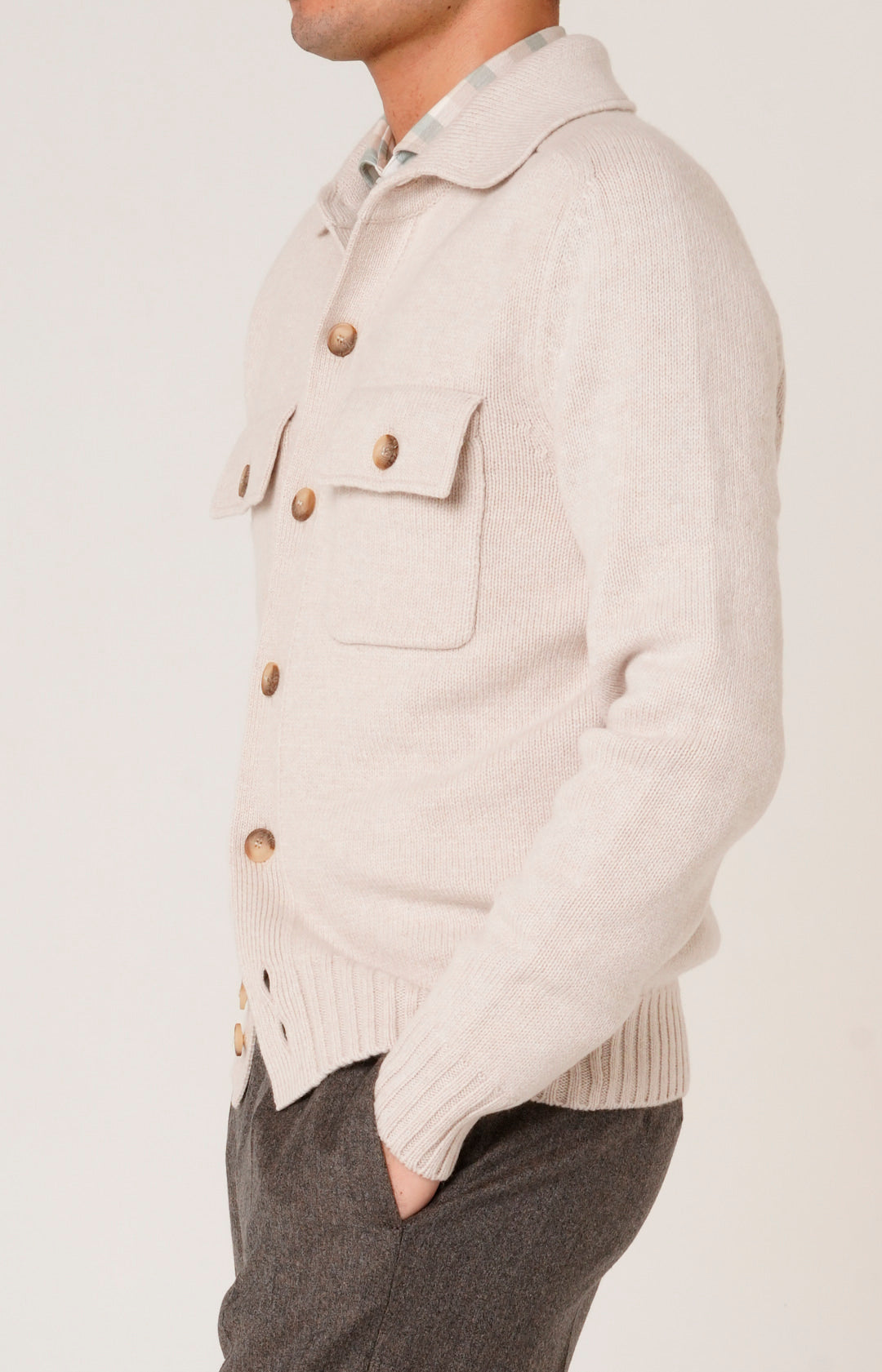 Cardigan overshirt in lana