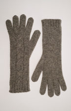 Guanti lunghi a trecce in lana e cashmere