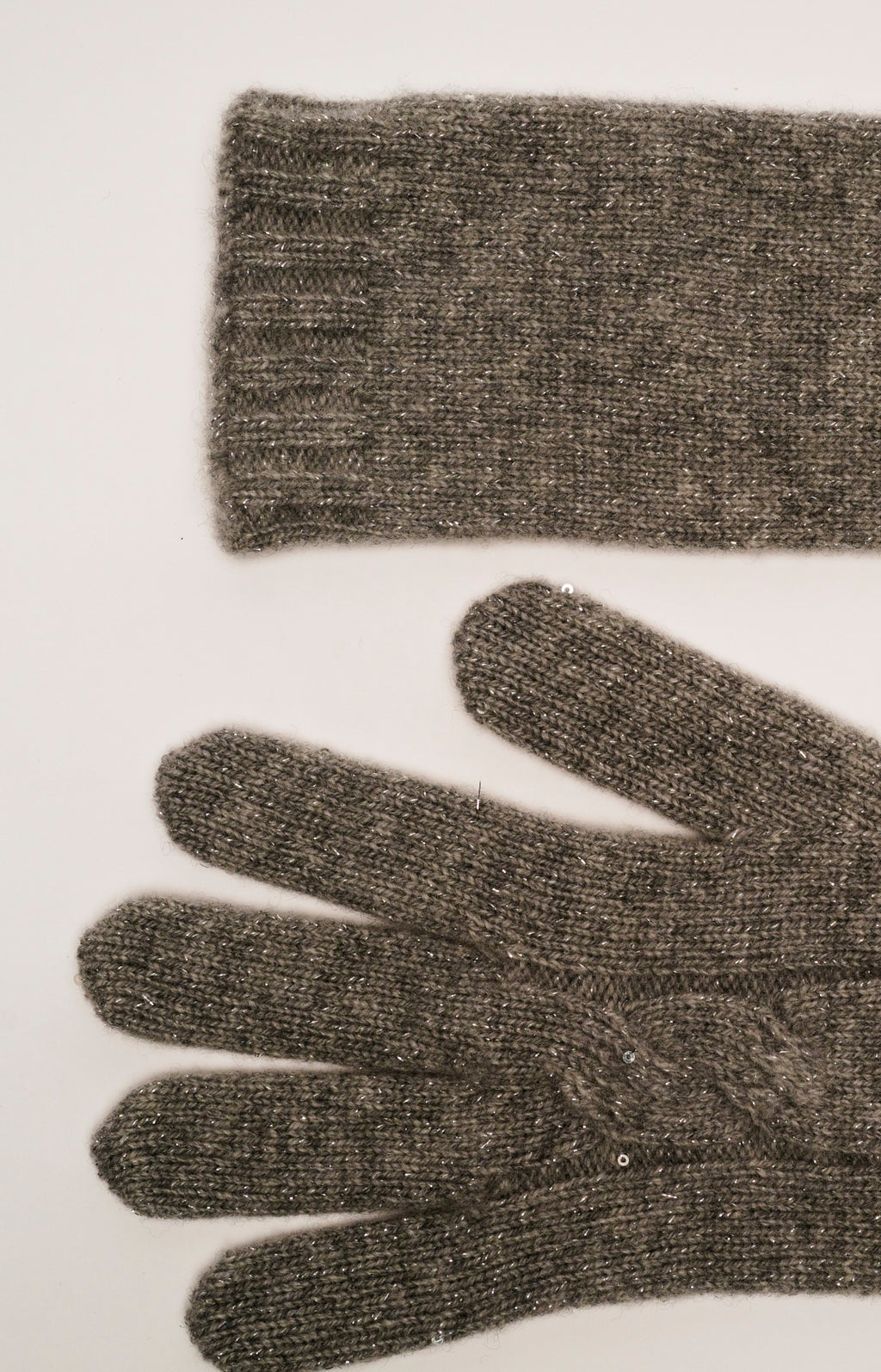 Guanti lunghi a trecce in lana e cashmere