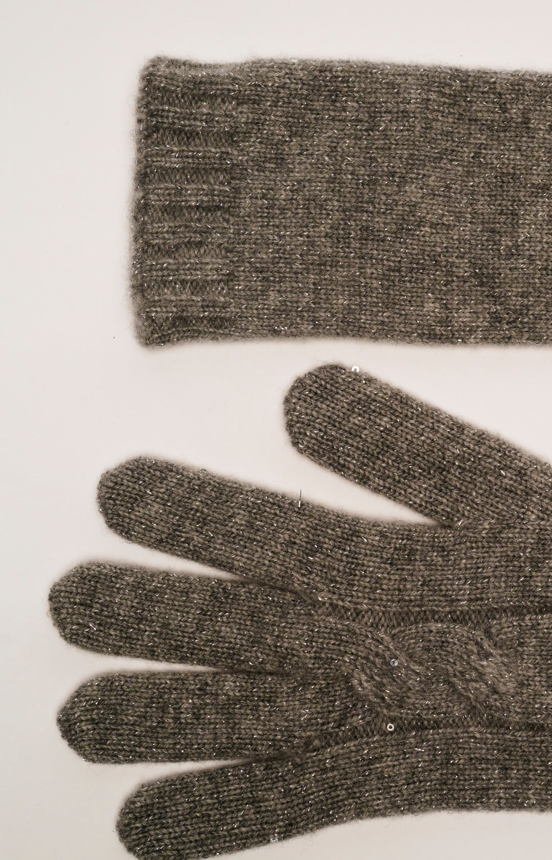 Guanti lunghi a trecce in lana e cashmere