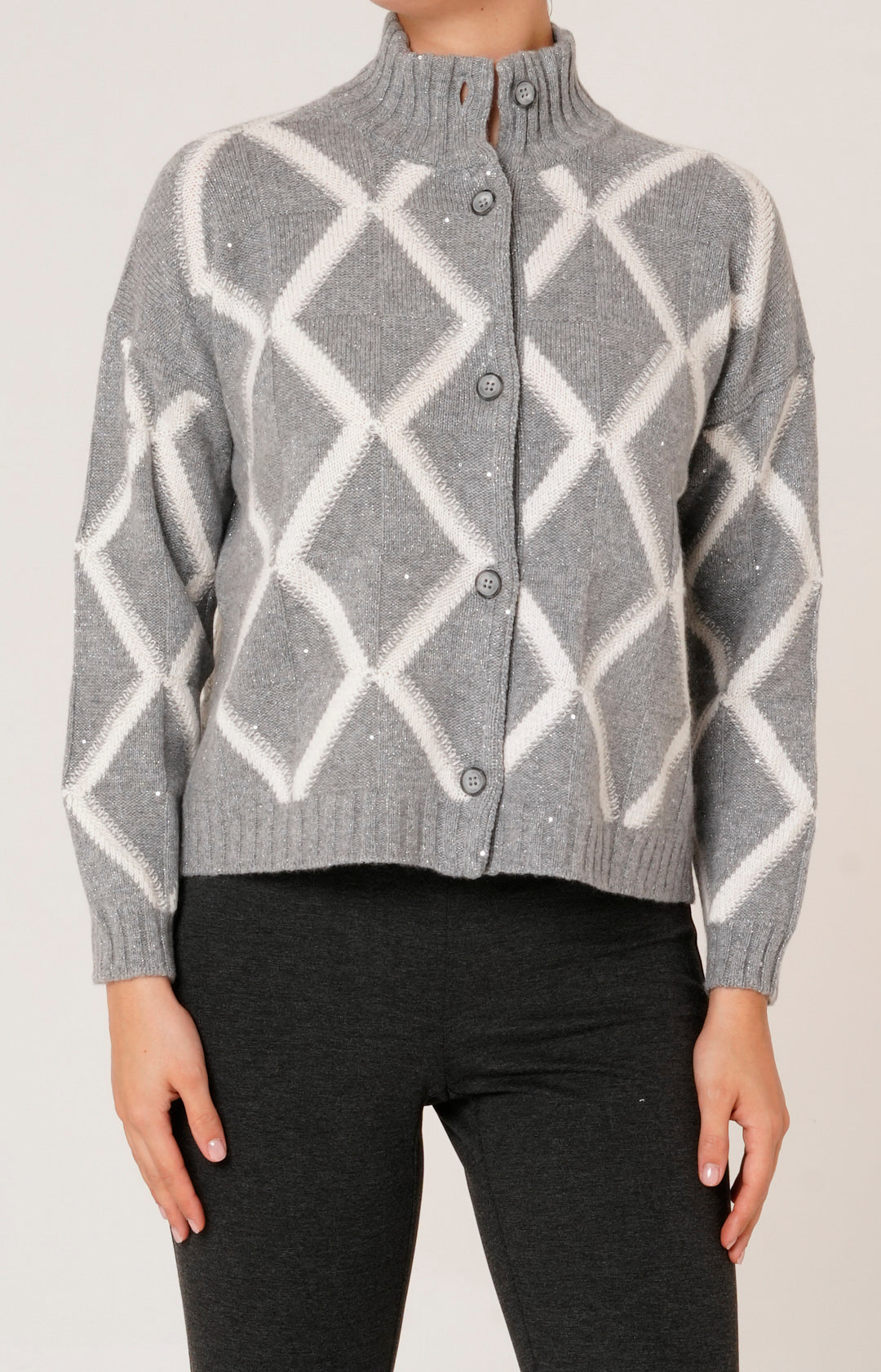 Cashmere and wool bomber jacket with buttons