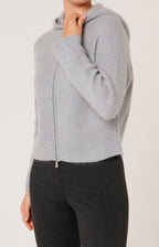 Mohair zip-up bomber jacket with hood