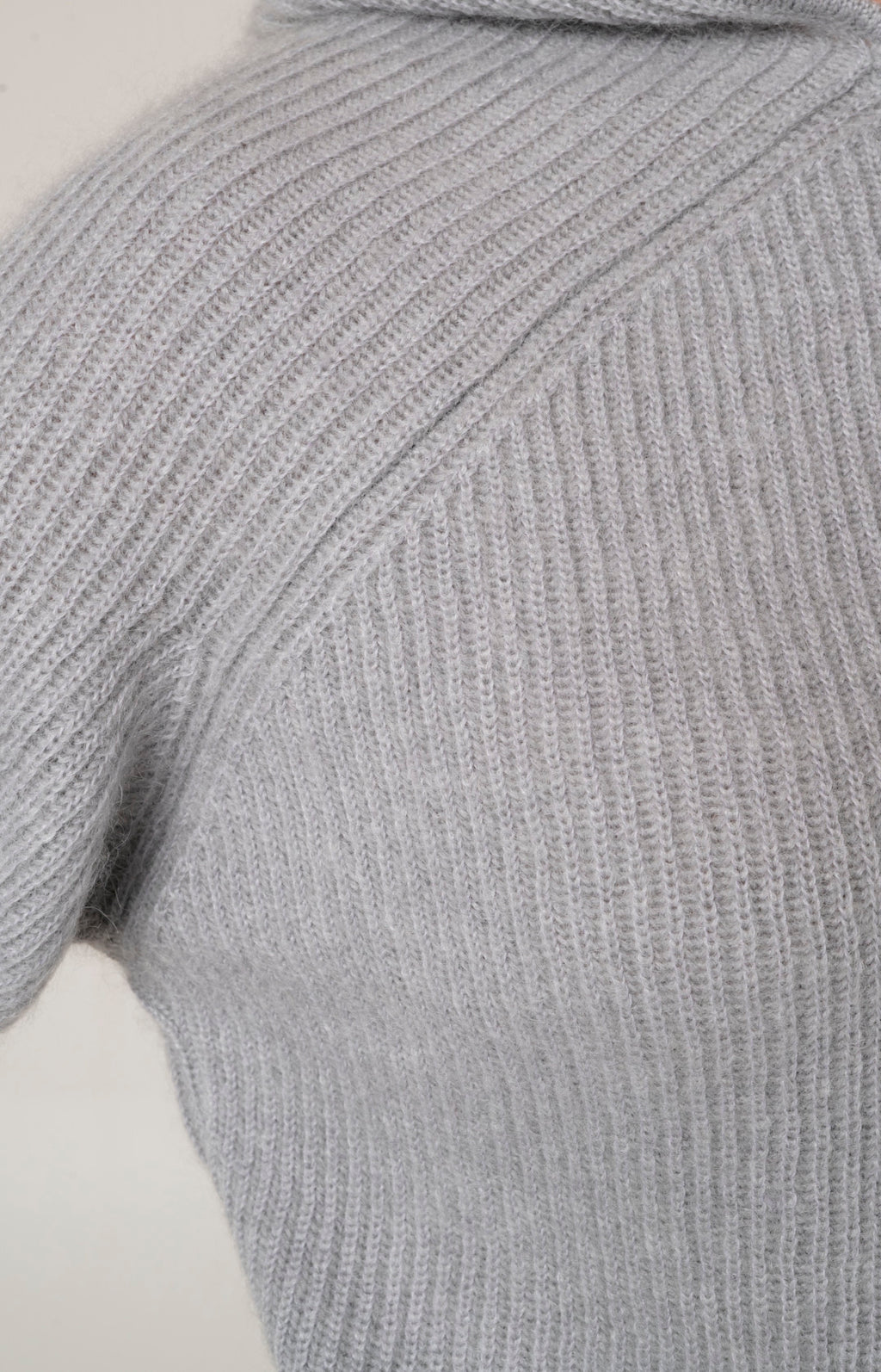 Mohair zip-up bomber jacket with hood