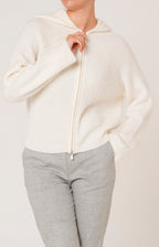 Mohair zip-up bomber jacket with hood