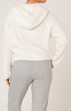 Mohair zip-up bomber jacket with hood