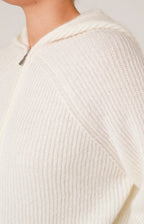 Mohair zip-up bomber jacket with hood