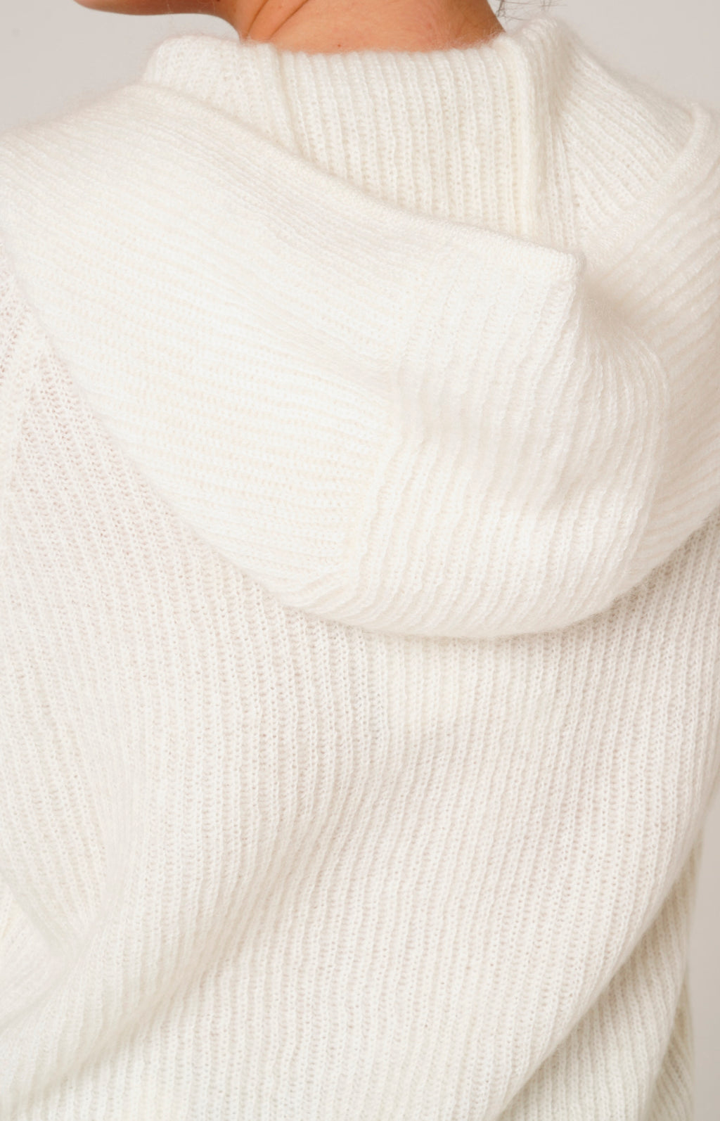 Mohair zip-up bomber jacket with hood