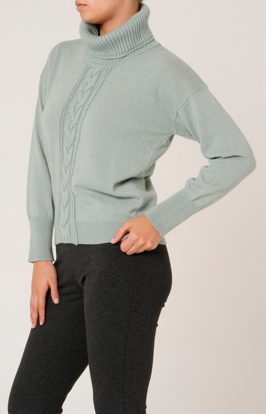 Dolcevita treccia in lana e cashmere