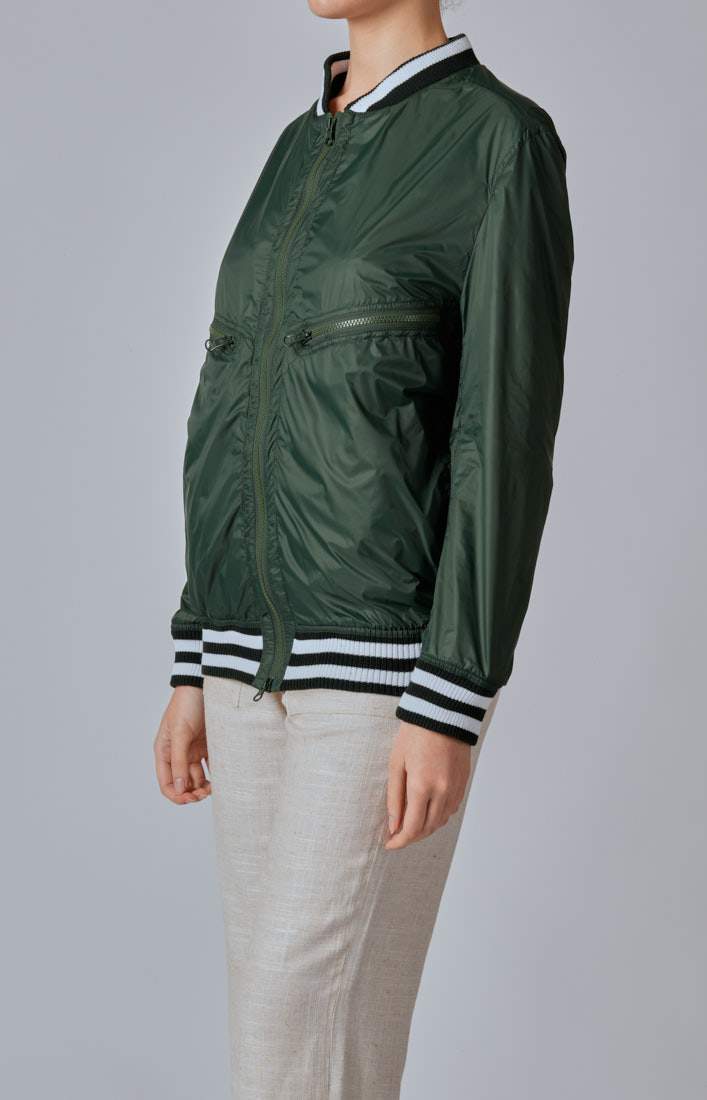 Unlined zip bomber jacket in technical fabric