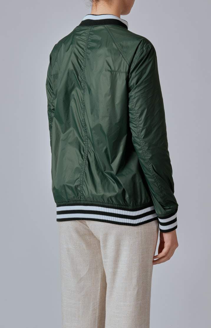 Unlined zip bomber jacket in technical fabric