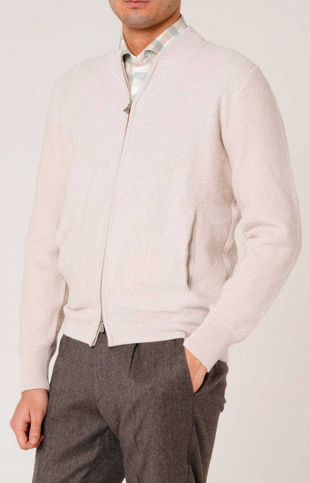 Bomber zip in lana e cashmere