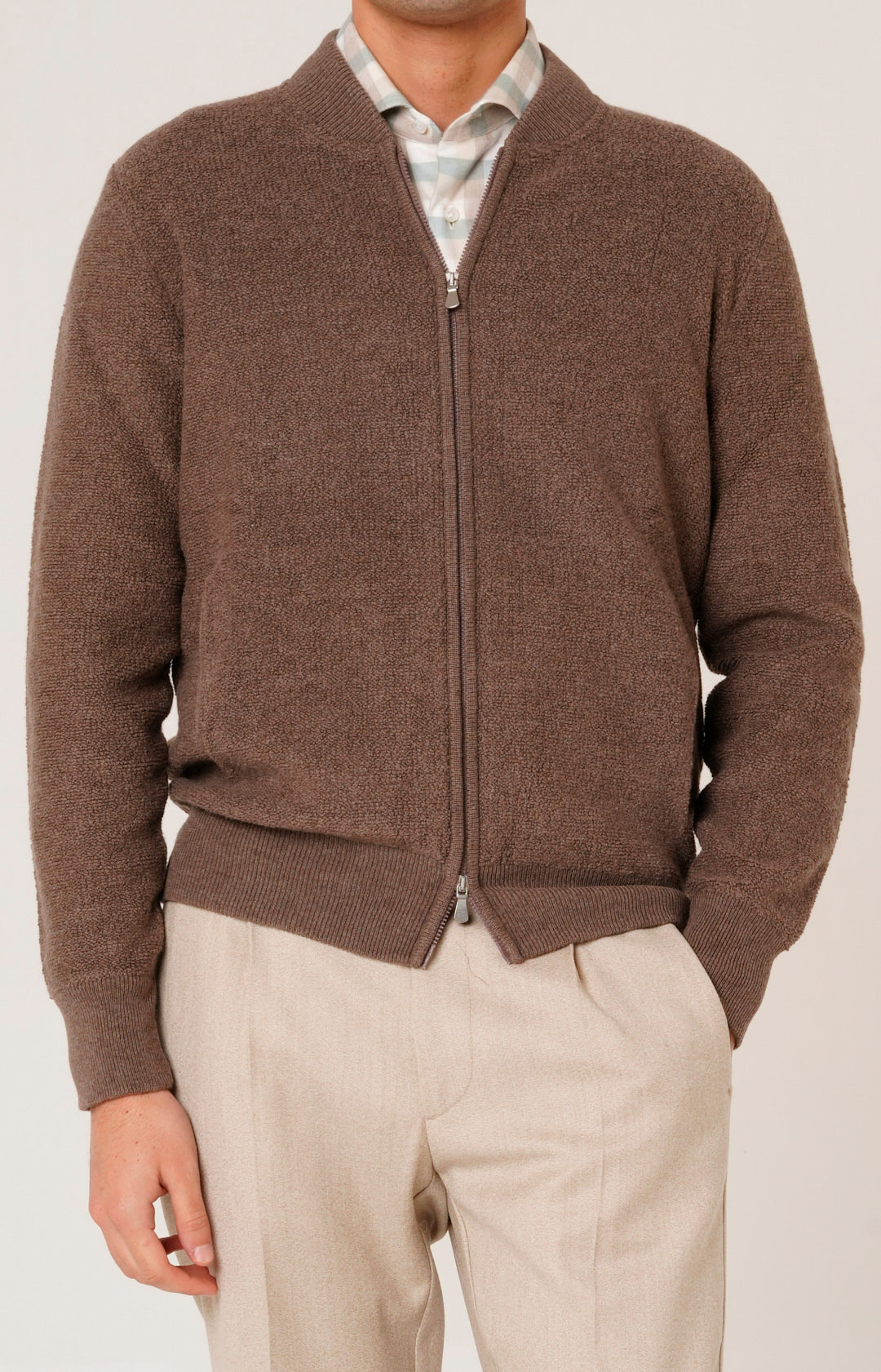 Bomber zip in lana e cashmere