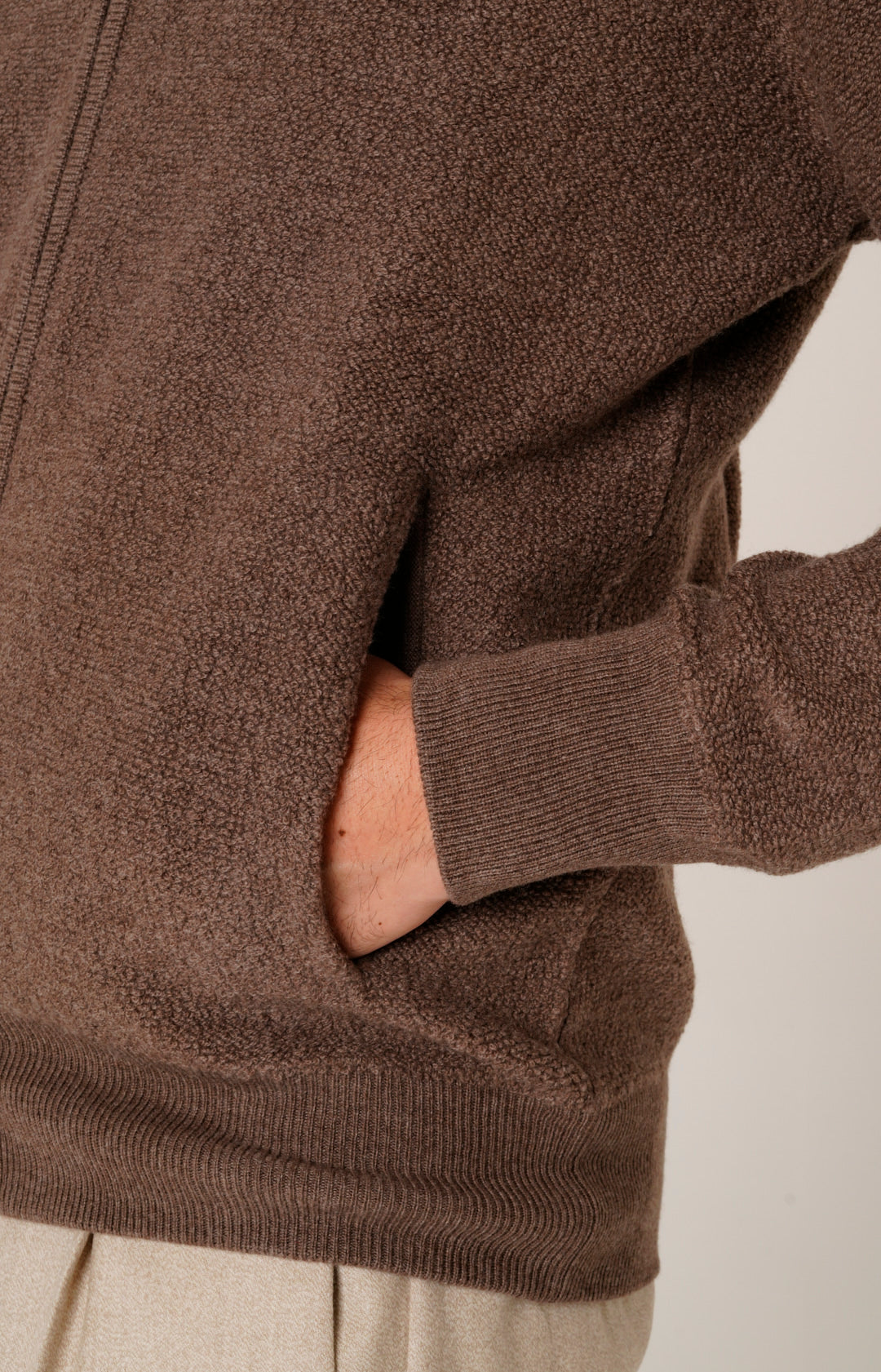 Bomber zip in lana e cashmere