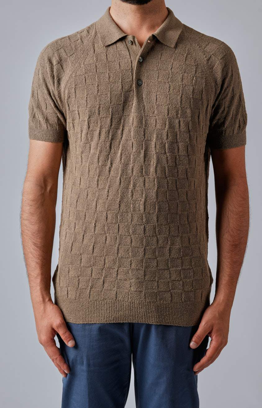 Polo manica corta in spugna canestrata