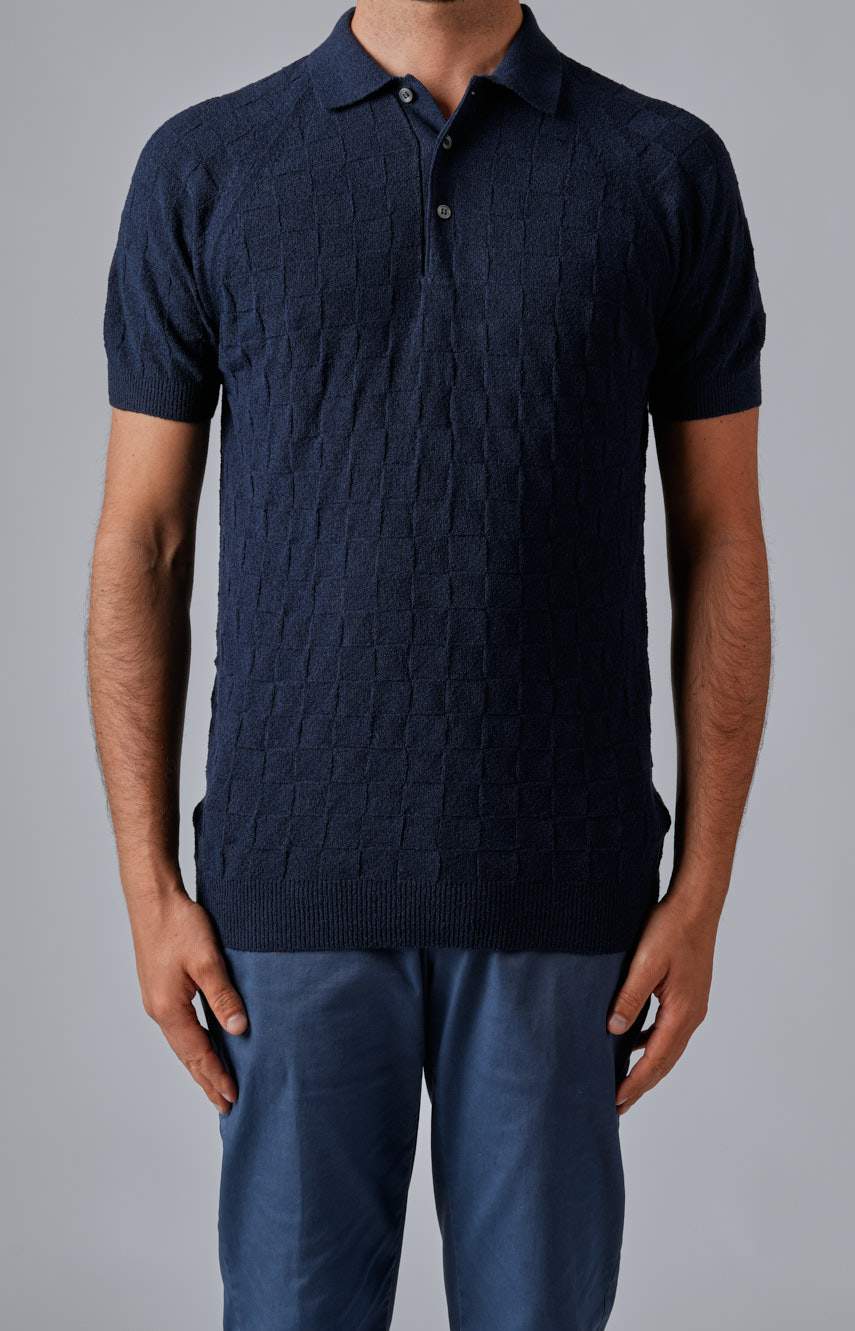 Short-sleeved terry polo shirt