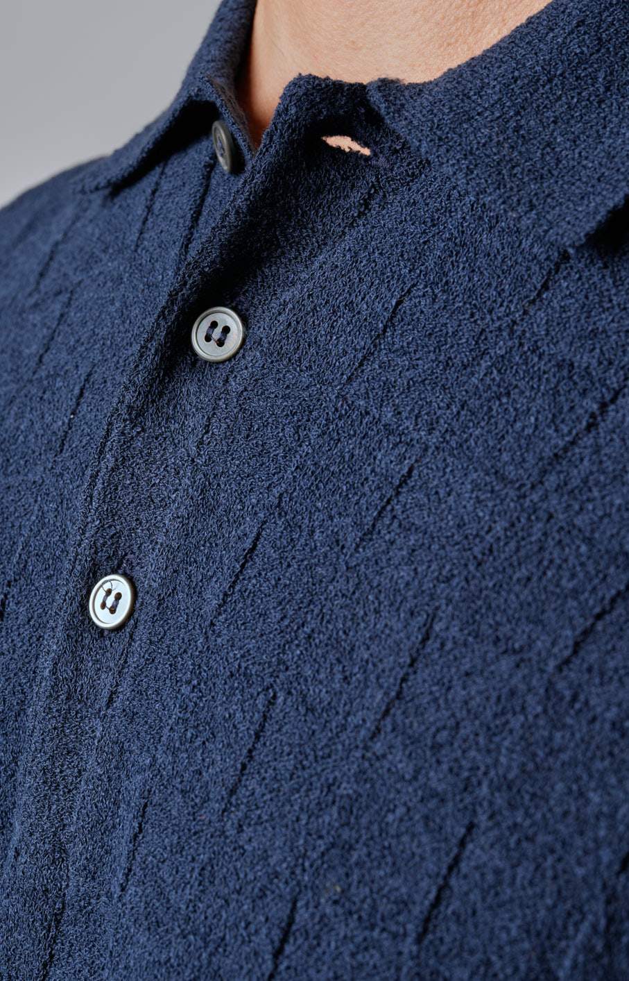 Short-sleeved polo shirt in basketweave terry