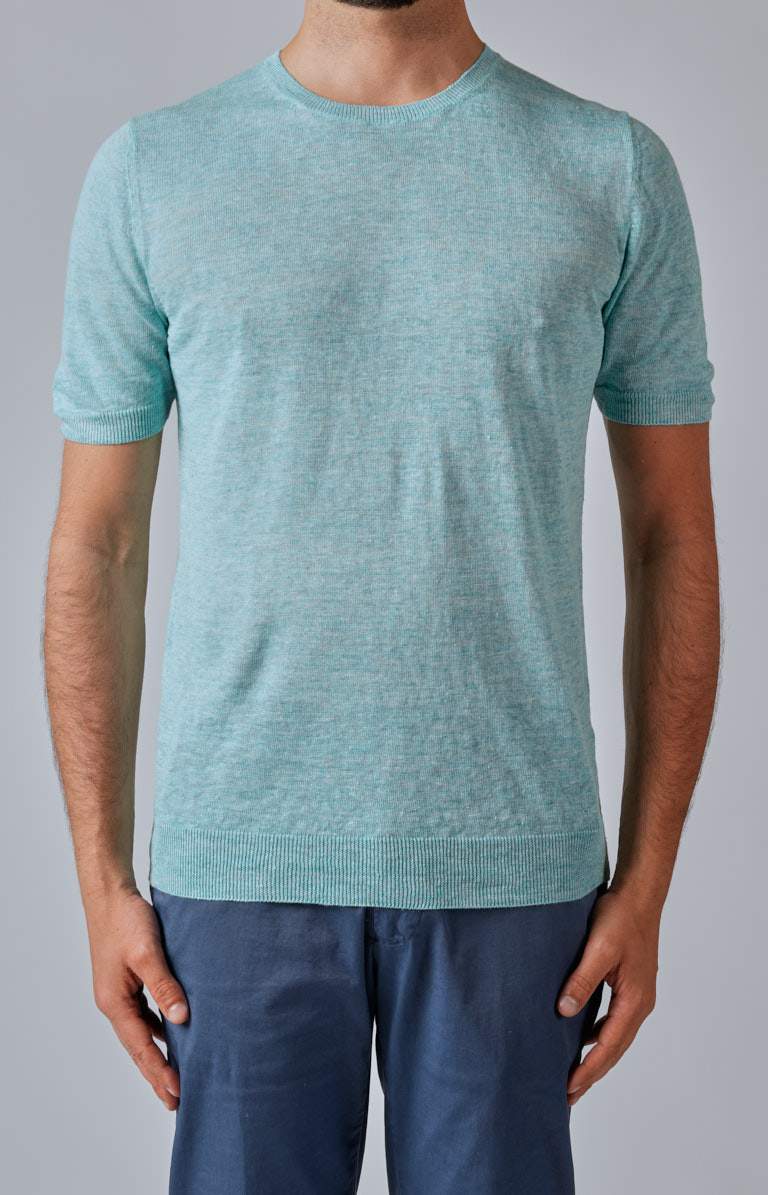 Short-sleeved T-shirt in ultra-light linen jersey