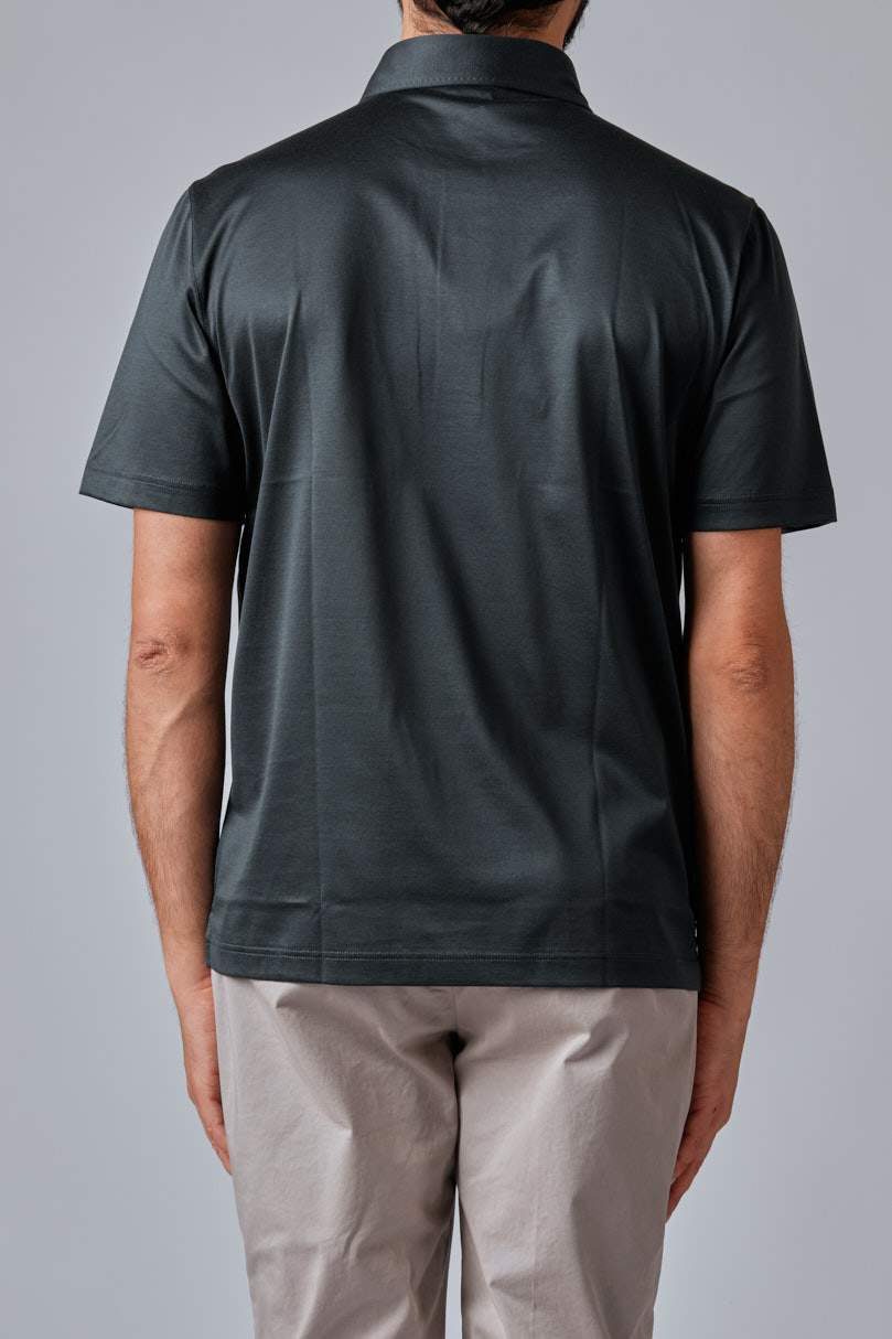 Short-sleeved polo shirt in ultra-light Scottish yarn