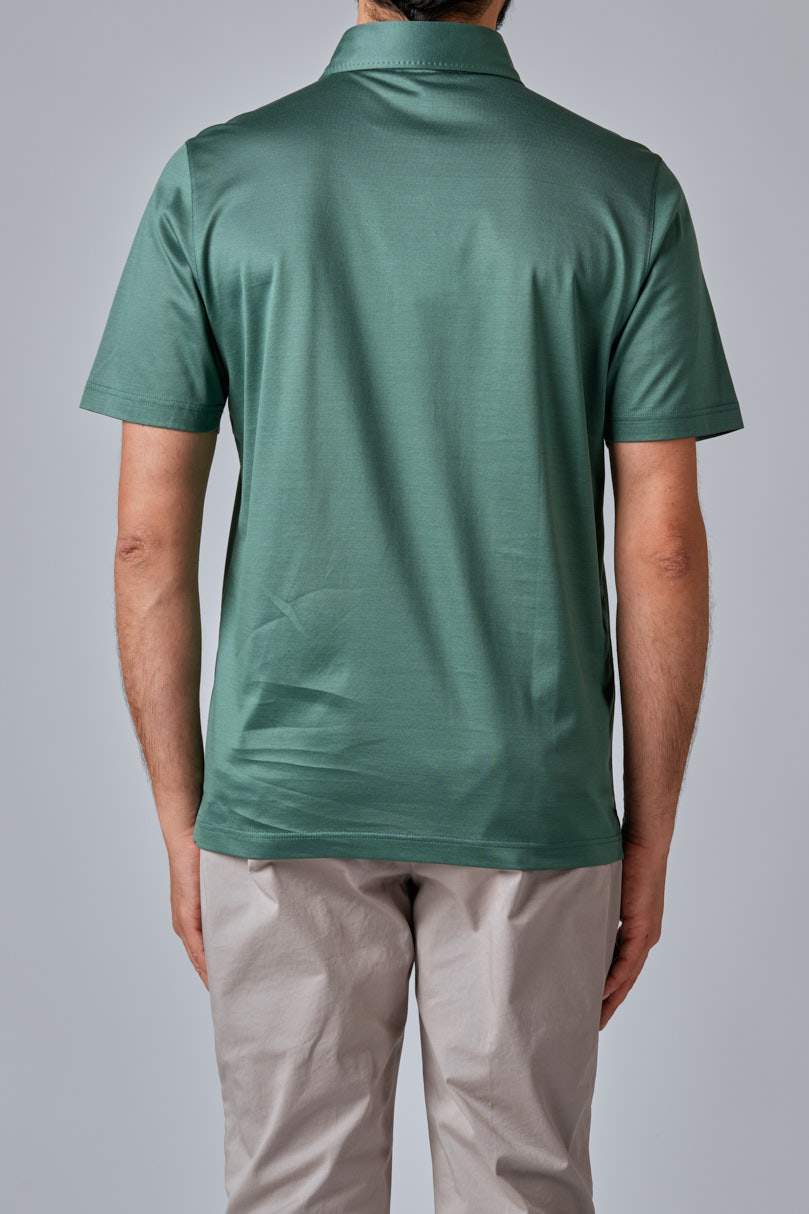 Short-sleeved polo shirt in ultra-light Scottish yarn