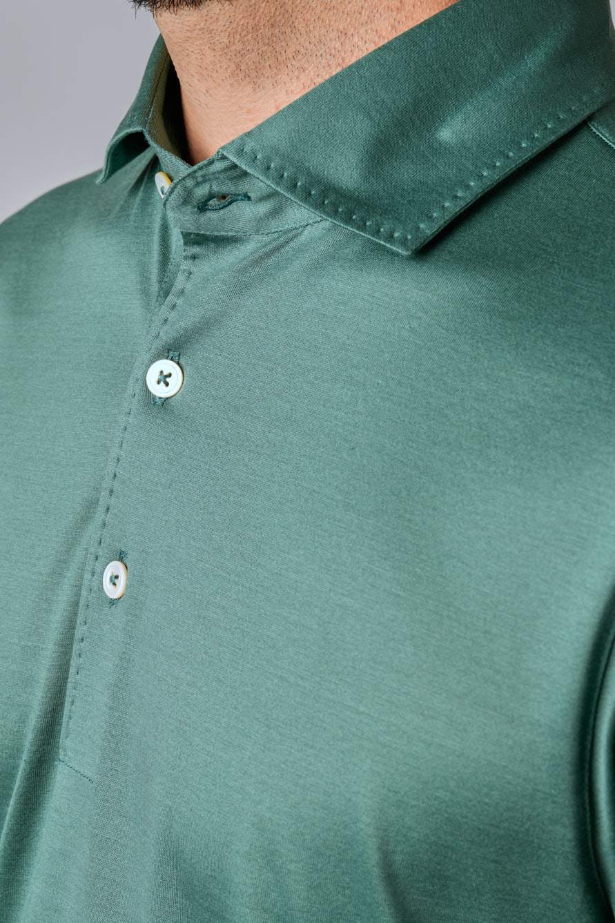 Short-sleeved polo shirt in ultra-light Scottish yarn