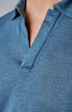 Polo manica lunga in jersey di lino ultra-light
