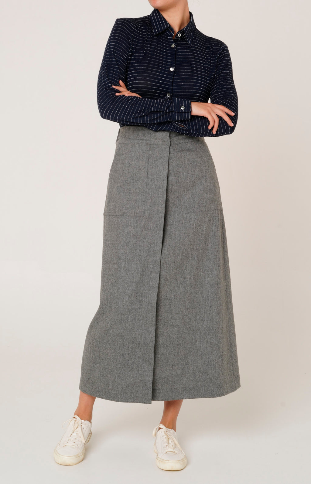 Gonna a portafoglio in lana e cashmere