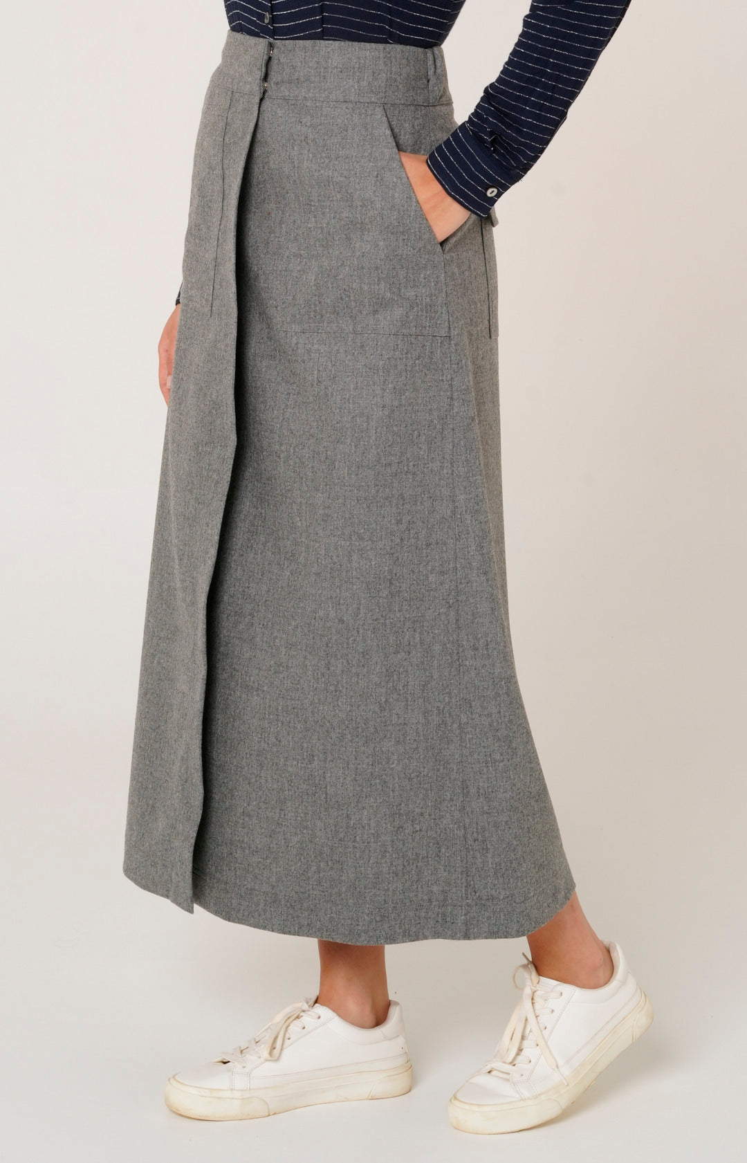 Gonna a portafoglio in lana e cashmere