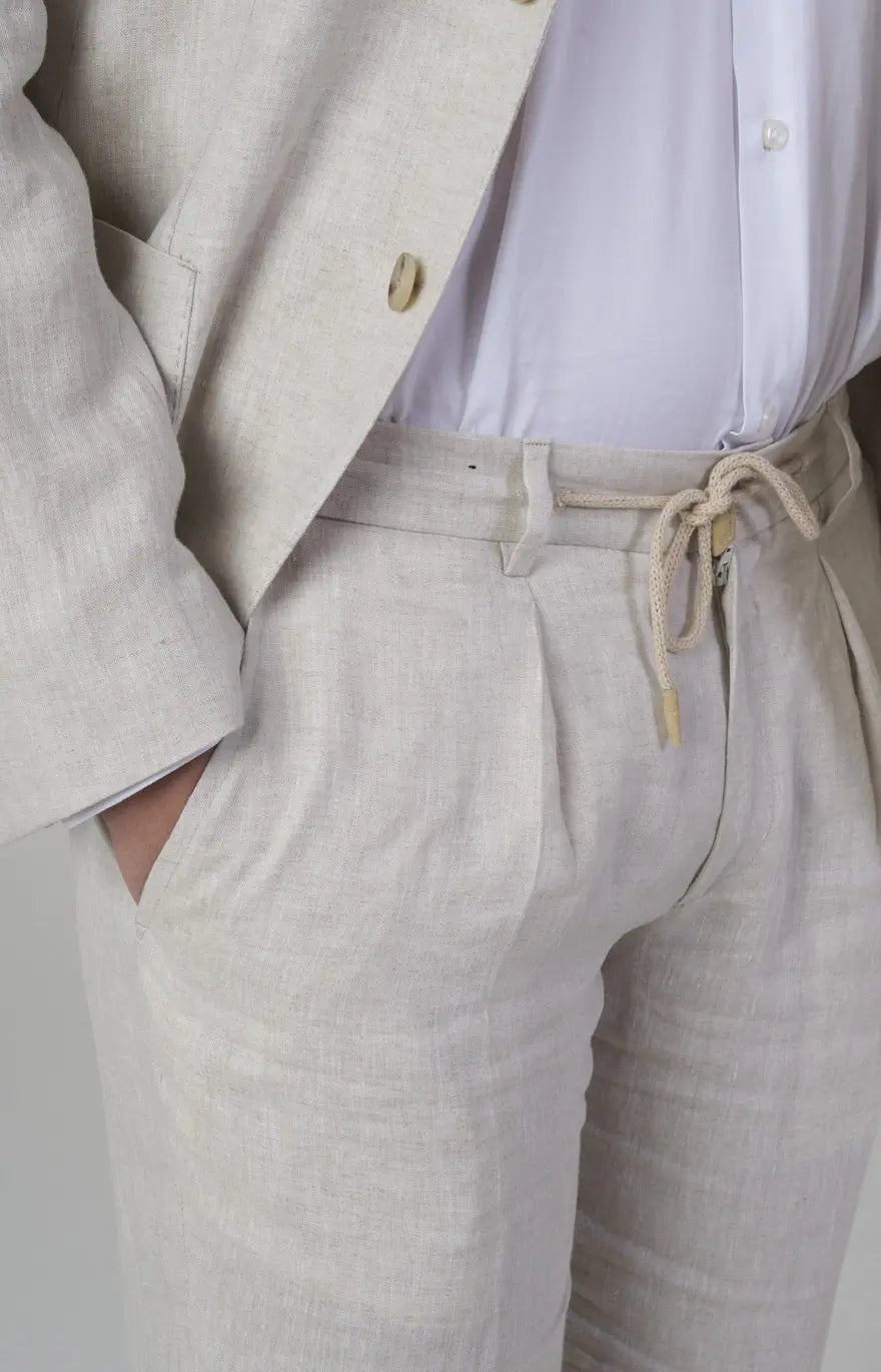 Linen suit with "leisure fit" trousers