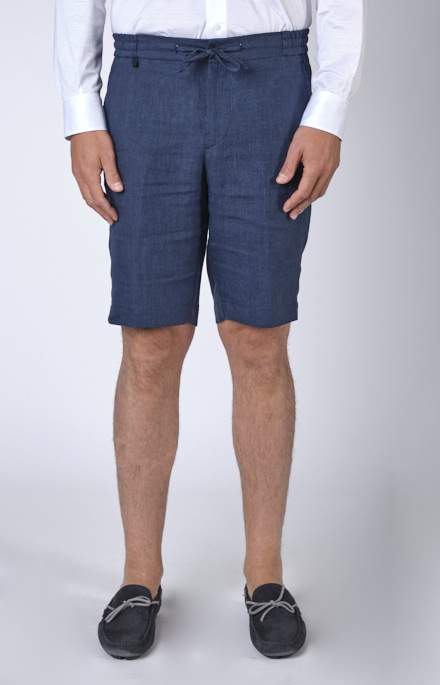 “Leisure fit” linen Bermuda shorts