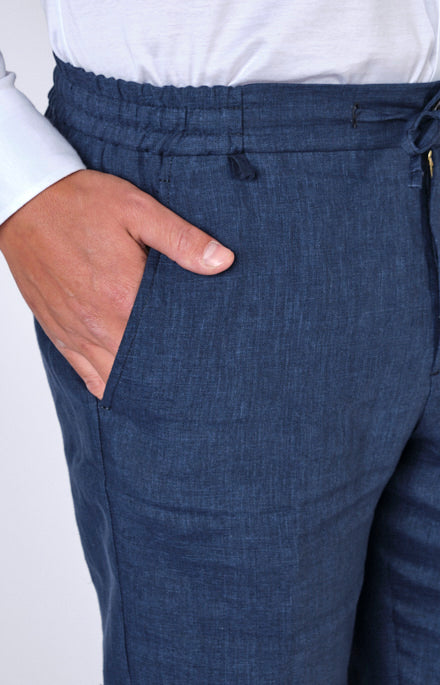 “Leisure fit” linen Bermuda shorts