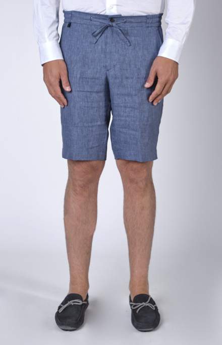 “Leisure fit” linen Bermuda shorts