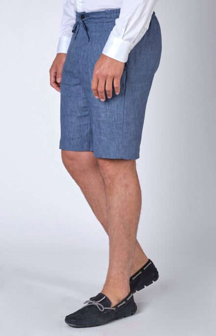 “Leisure fit” linen Bermuda shorts