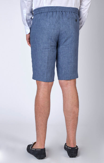 “Leisure fit” linen Bermuda shorts