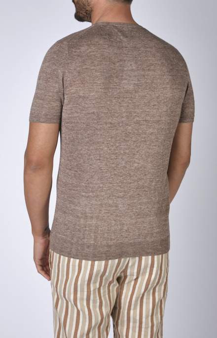 Short-sleeved T-shirt in ultra-light linen jersey