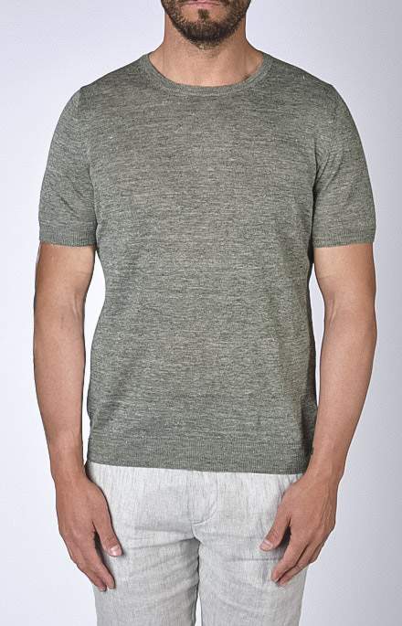 Short-sleeved T-shirt in ultra-light linen jersey